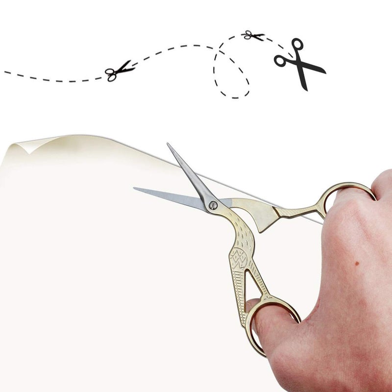Acronde 2PCS Vintage Stork Shape Sewing Scissors Stainless Steel Tailor Scissors Sharp Sewing Shears for Embroidery, Craft, Art Work & Everyday Use (Gold) - Image 5